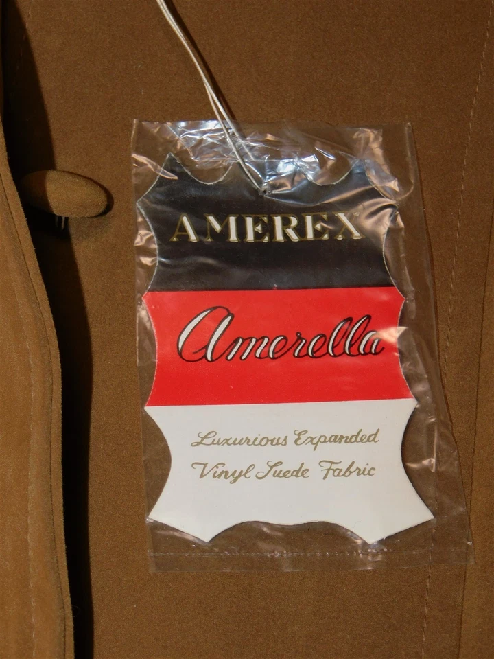 Vintage AMEREX Tan Coat Jacket Kids 100% Cotton Faux Suede Size 12 NOS - Image 4 of 4