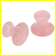 2 Pcs Rose Quartz Jade Mushroom Hot Massage Stones Set Warm Rocks Kit for Fac...