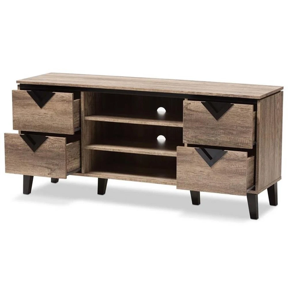 Baxton Studio Beacon 55" Soporte de TV Madera en Roble Envejecido Foto 3 de 4