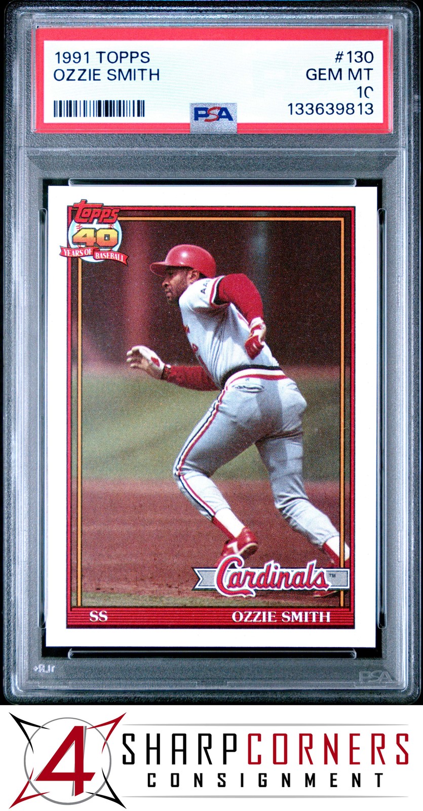 1991 TOPPS #130 OZZIE SMITH CARDINALS HOF PSA 10
