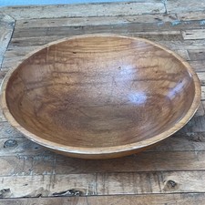 Vintage Hand Turned Wooden Serving Bowl 14" Smooth