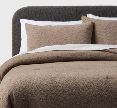 Full/Queen Boucle Comforter Set Brown - Threshold NEW RARE!