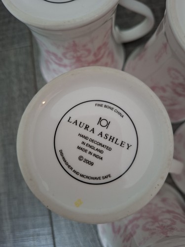 Laura Ashley Josette Fine Bone China Rosa y Blanco Tazas X 5 Nuevo Set 2009 - Imagen 10 de 17