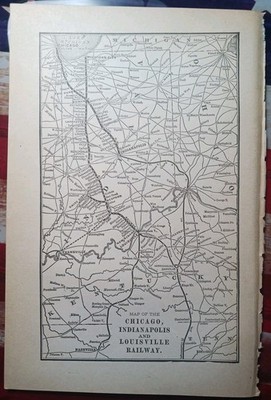 ~1898 Zug Streckenplan CHICAGO INDIANAPOLIS & LOUISVILLE RAILWAY Bahnhof