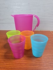 Tupperware Miniature Pitcher Cups Multicolor 300ml /10 Oz Plastic With Mini Cups