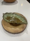 Frankoma 225 Leaf Pattern Ceramic Decorative Bowl Green Brown Art Pottery