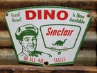 VINTAGE SINCLAIR PORCELAIN SIGN OLD 1957 GASOLINE MOTOR OIL DINO GAS PUMP PLATE