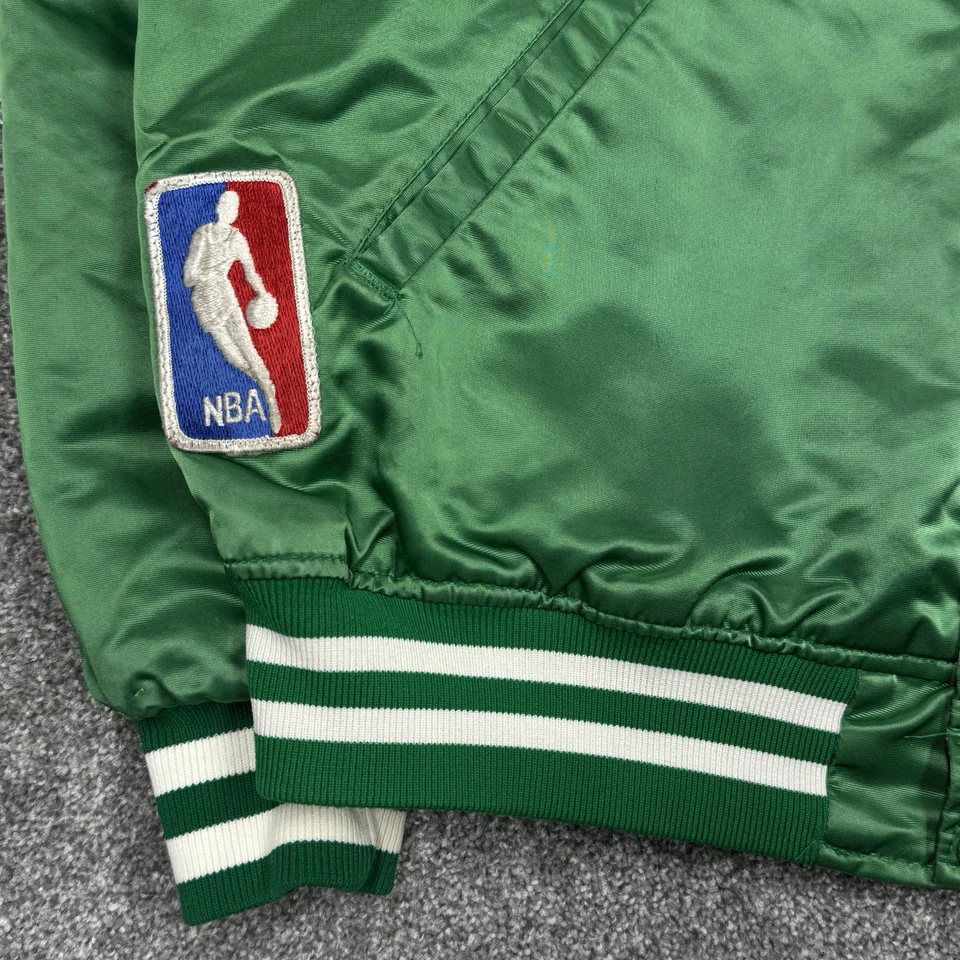 Chaqueta Boston Celtics Hombres XL NBA Baloncesto De Colección Años 90 Starter Satinado Verde Pájaro Foto 4 de 4