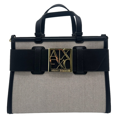 Armani Exchange Shopper Tasche Damen schwarz Crinkle Effekt