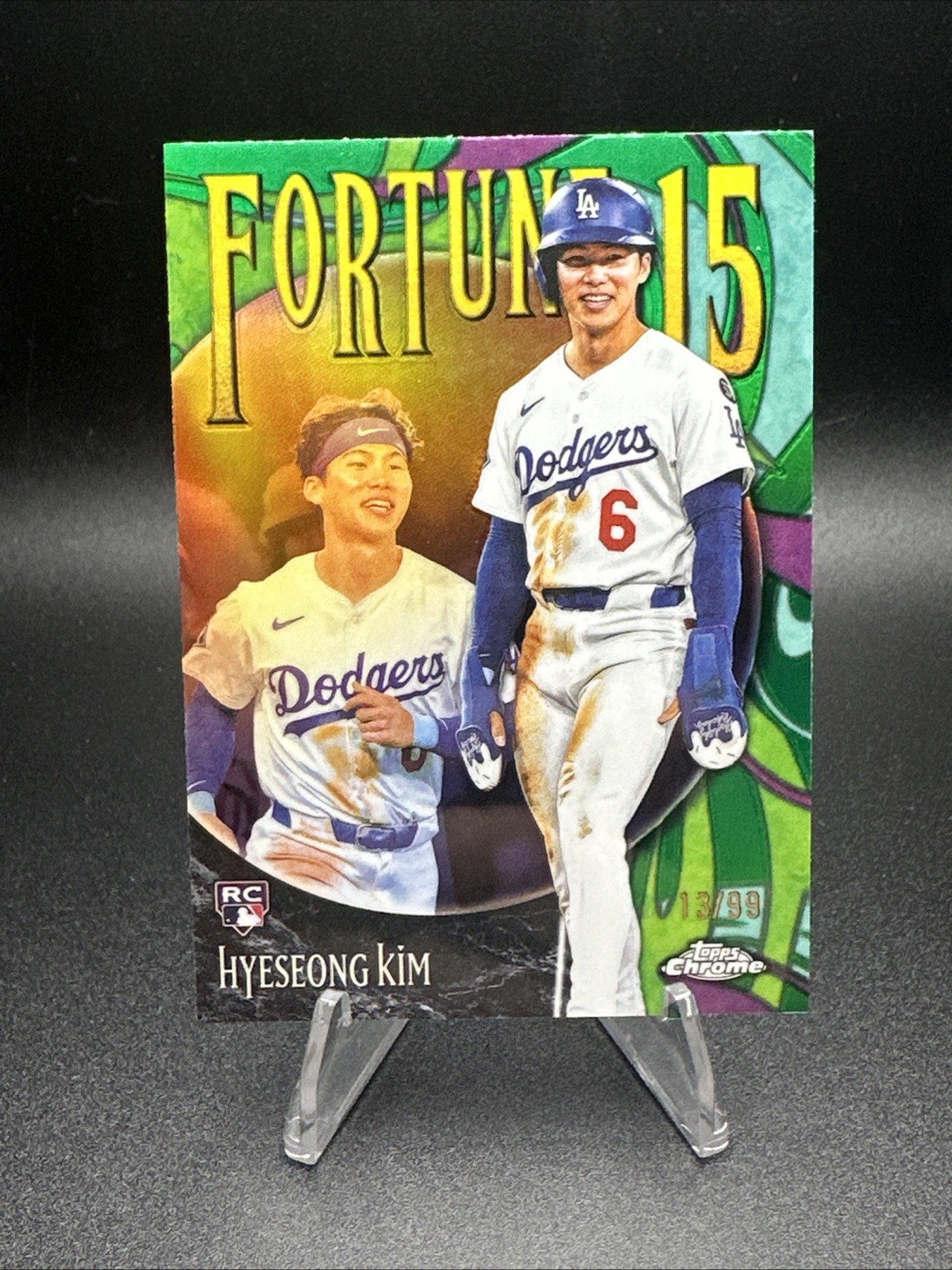 2025 Topps Chrome Update Hyeseong Kim Fortune 15 Green /99 #F15-14 (RC) Dodgers