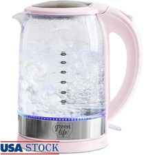 Cordless Electric Kettle Glass Filtered Spout Auto Shutoff Portable Lightweight