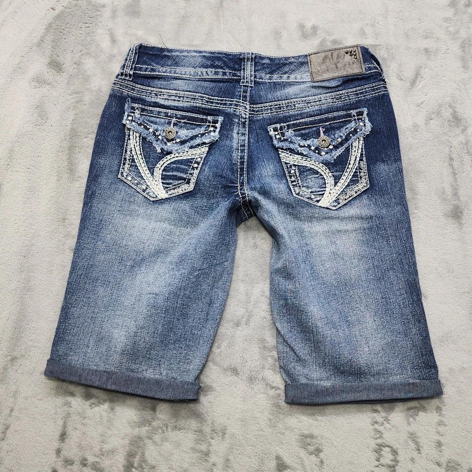 Pantalones Cortos Ariya Jeans Para Mujer 5 Juniors Azul Tiro Bajo Bermudas Puños Elastizados Denim Foto 2 de 4
