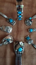 Diverse Uhren Armbänder, Navajo Nava- Hopi Türkis Koralle Inlay, Indianerschmuck