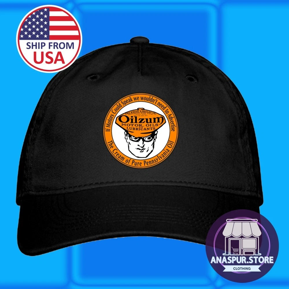 Oilzum Motor Black Baseball Cap Hat Adult Size Adjustable S/M & L/XL