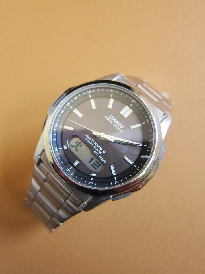 Relógio masculino CASIO [5161] WVA-M630 Wave-Ceptor Digi-Ana aço inoxidável - Imagem 3 de 4