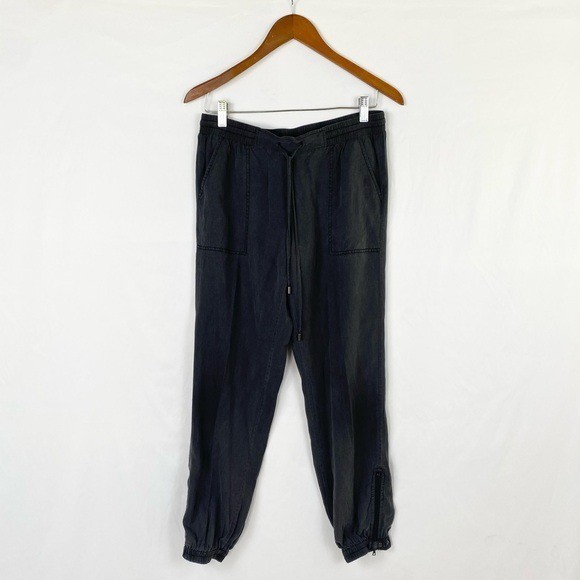 GO By Go Silk Washable Silk Pants Drawstring Joggers Gray Size Small