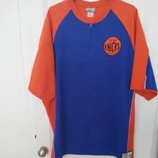 Vintage New York Knicks Hardwood Classic Majestic Warm Up Jersey 1/4 Zip NBA 2XL
