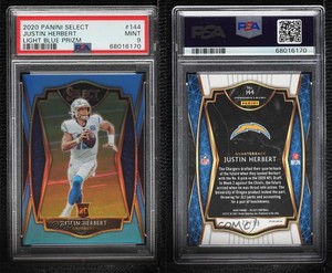 2020 Select Premier Level Light Blue Prizm /99 Justin Herbert PSA 9 Rookie RC