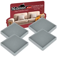 Furniture Coasters 4 Pcs 4” Furniture Caster Cups - Non Slip Furniture Pads H...