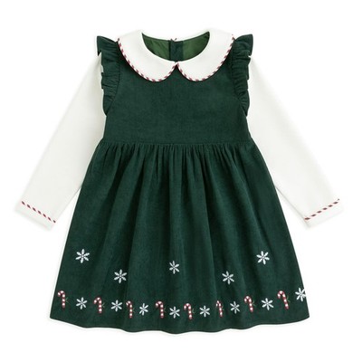 Baby Girls Peter Pan Collar Dress Long Sleeve Dress for Winter Autumn Dark Gr...