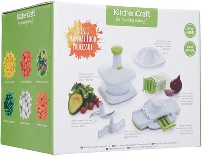 Kitchen Craft 5 in 1 Manuelle Küchenmaschine/Mandoline Schneider Set Hacken Reiben Saft