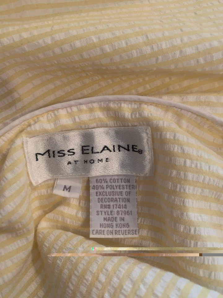 Vestido MISS ELAINE at HOME Amarillo y Blanco Seersucker Cremallera Frontal Patio Casa Talla M Foto 4 de 4