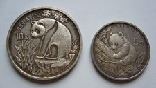 China Panda 10 Yuan 1993 + 5 Yuan 1995 Very Rare