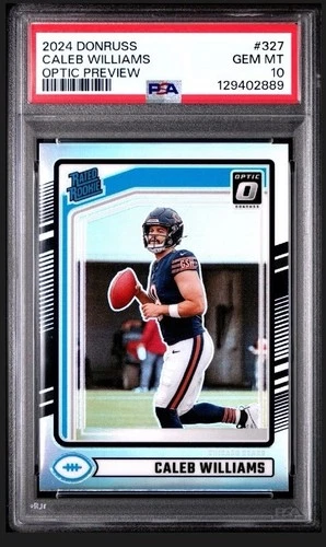 PSA 10 2024  Donruss  Rated Rookie Caleb Williams #327 Optic Preview Holo Prizm