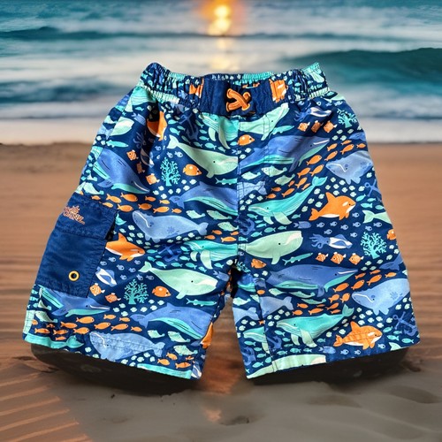 UV SKINZ Boys Shark Swim Shorts, Trunks Sz 6 Lined, Front Pocket Elastic Waste