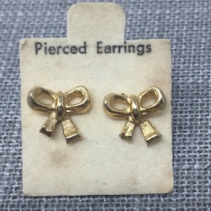 Authentic Vintage 18K Gold Plated Bow Ribbon Butterfly Back Post Stud Earrings Estate Find