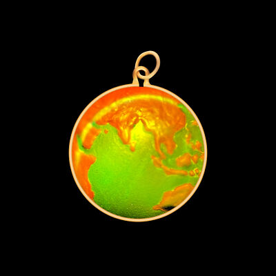 Hologramm Anhänger 9 kt Gold - Planet Erde Kugel - Osten (klein) - ohne Kette