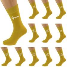 Mustard Wedding Script Design Socks UK Unisex 5-12 in Various Roles X6S239-N818