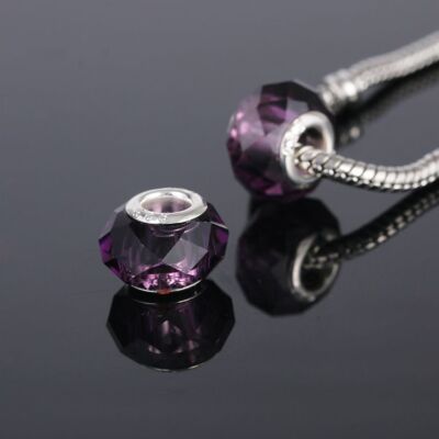 Faceted Glass Bead Crystal Big Hole Charms Beads DIY Bracelet Necklace 10Pcs/Lot