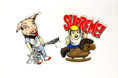 小物 Supreme 08ss Sean Cliver Box Sticker Supreme 'Sean Cliver Box Logo Sticker Set'ボックスステッカー 2枚