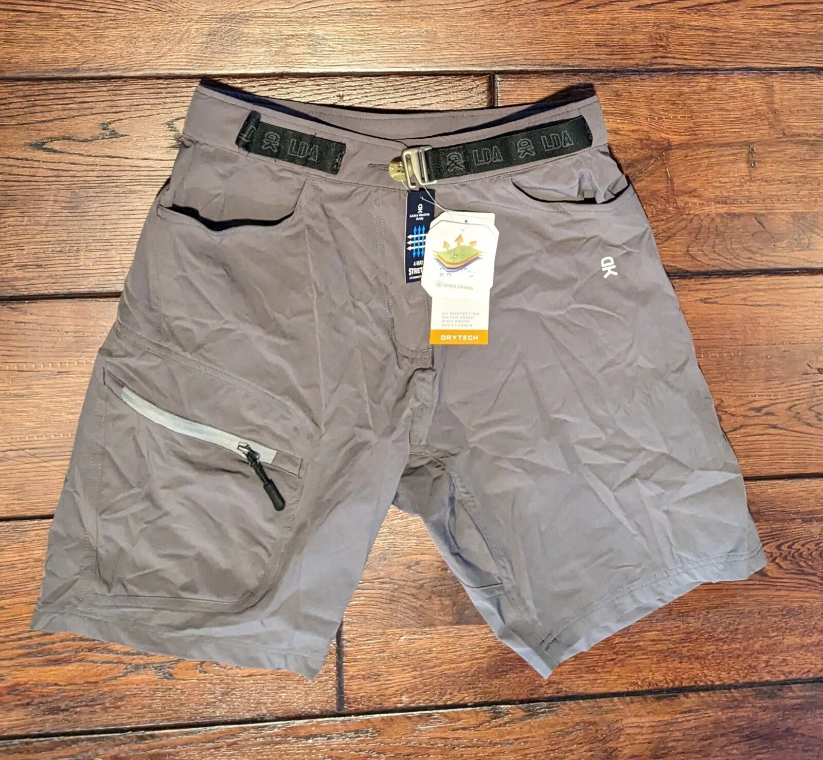 Little Donkey Andy Mens 9" Quick Dry Bermuda Cargo Travel Stretch Shorts Sm NWT