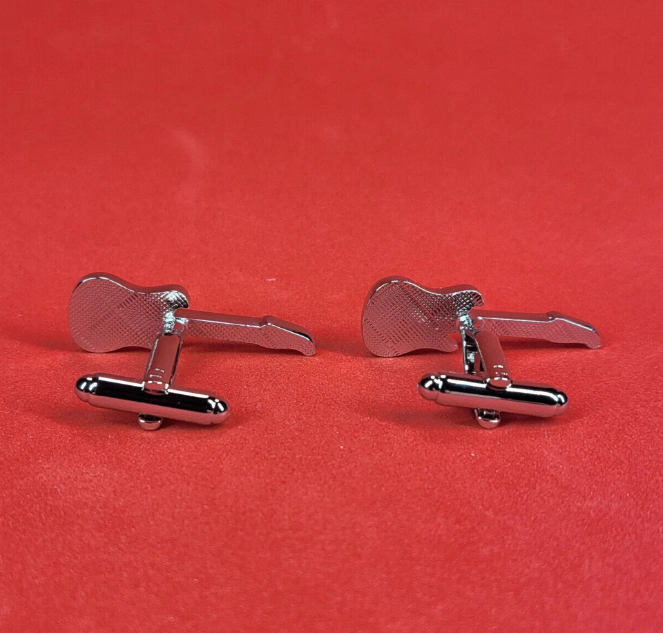 Abotoaduras de guitarra elétrica - Presente exclusivo de músico para homens - Acessório de uso formal - Imagem 3 de 4