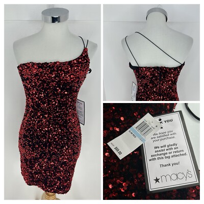 b darlin one shoulder sequin dress B Darlin Juniors Blue One-Shoulder Sequined Ball Gown Dress COUTUREPOINT
