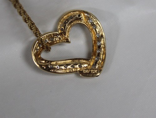 10k Yellow Gold Chain & Heart Pendant w/20 Diamonds ~ 4.3gr - Bild 5 von 9