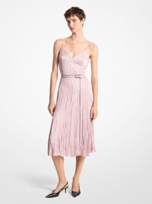 crushed satin dress $1890 MICHAEL KORS COLLECTION Crushed Satin Charmeuse Slip Dress 2 Blush  Pink
