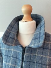 Woman’s Blue Large Check Harris Tweed Jacket Size 18 100% New Wool 3/4 Length