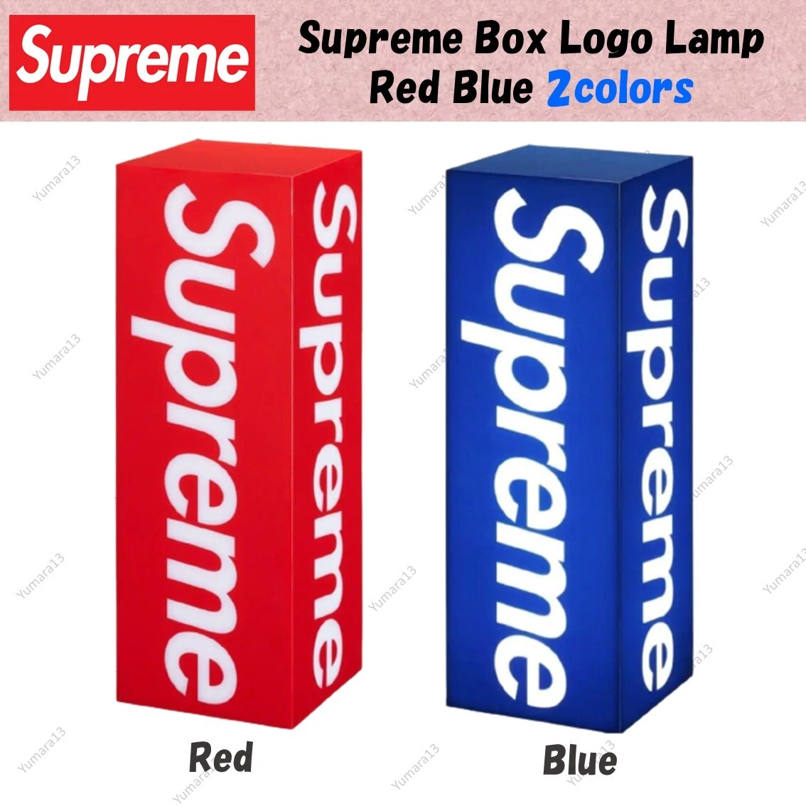 Supreme Box Logo Acrylic Table Lamp Red Blue 2colors FW23 Brand New