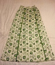 VTG Embroidered A Line Skirt Green White Lanz Original Marshall Field BOHO XS