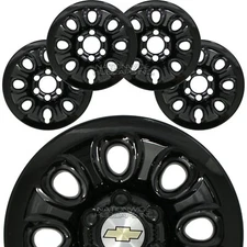 Set of 4 Chevy 1500 6 Lug 17" Black Wheel Skins Rim Simulators Hub Caps Covers