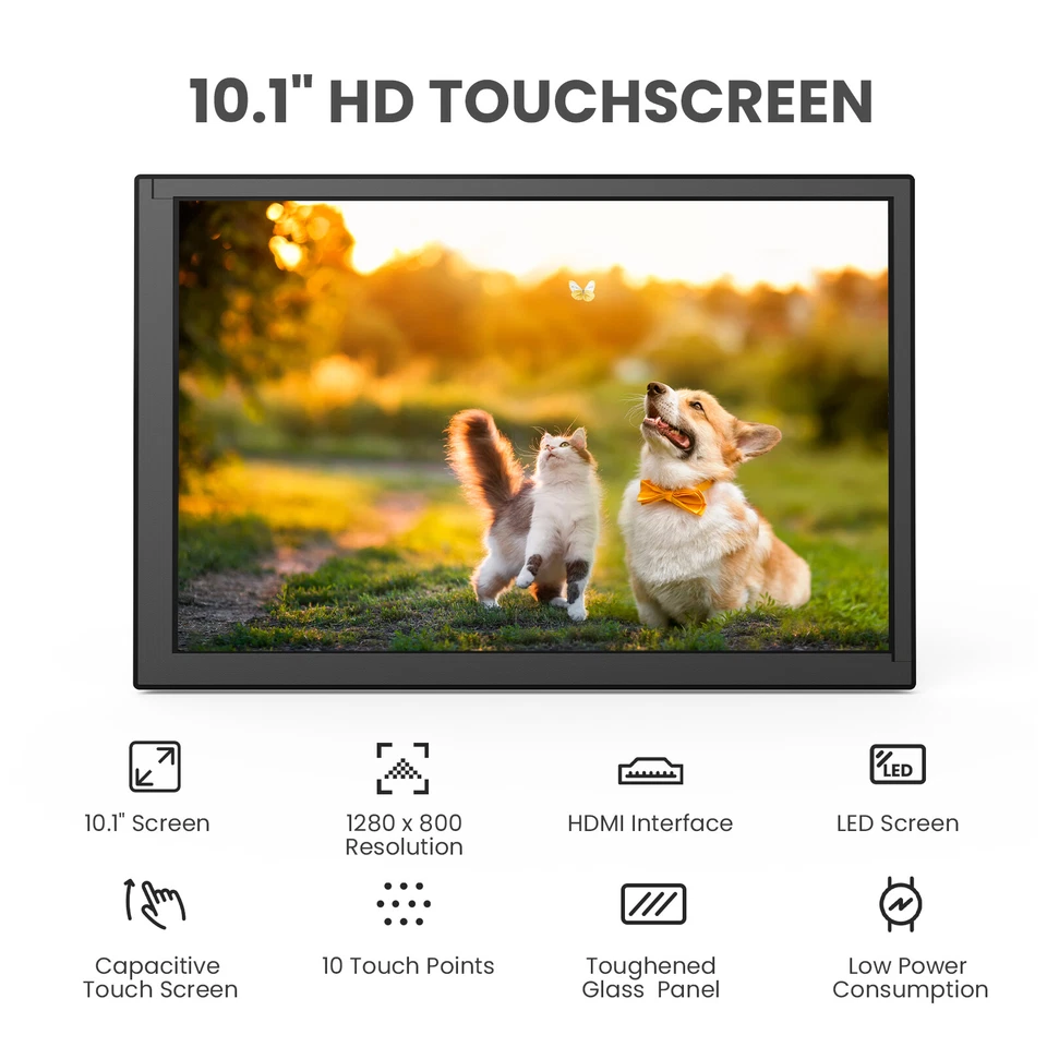 10.1'' 1280*800 Capacitive Touchscreen HDMI Monitor IPS Display for Raspberry Pi - Image 2 of 4