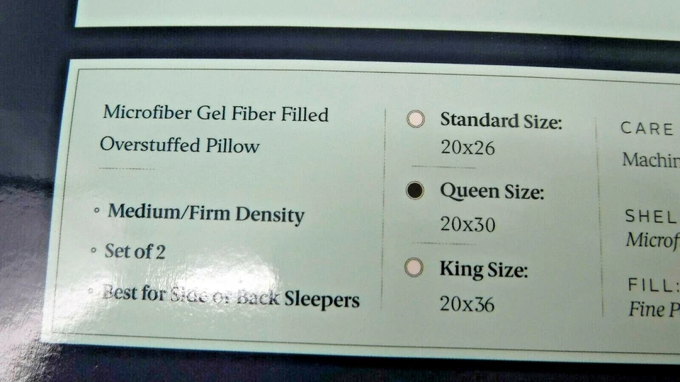 Ella Jayne (1) Queen Microfibra Gel Fibra Almohada Densidad Media Firme Nueva $160 ea Foto 3 de 4