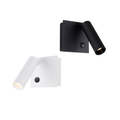 3W COB LED Reading Lamp Fixture Bedside Wall Light Switch Adjustable Spotlight
