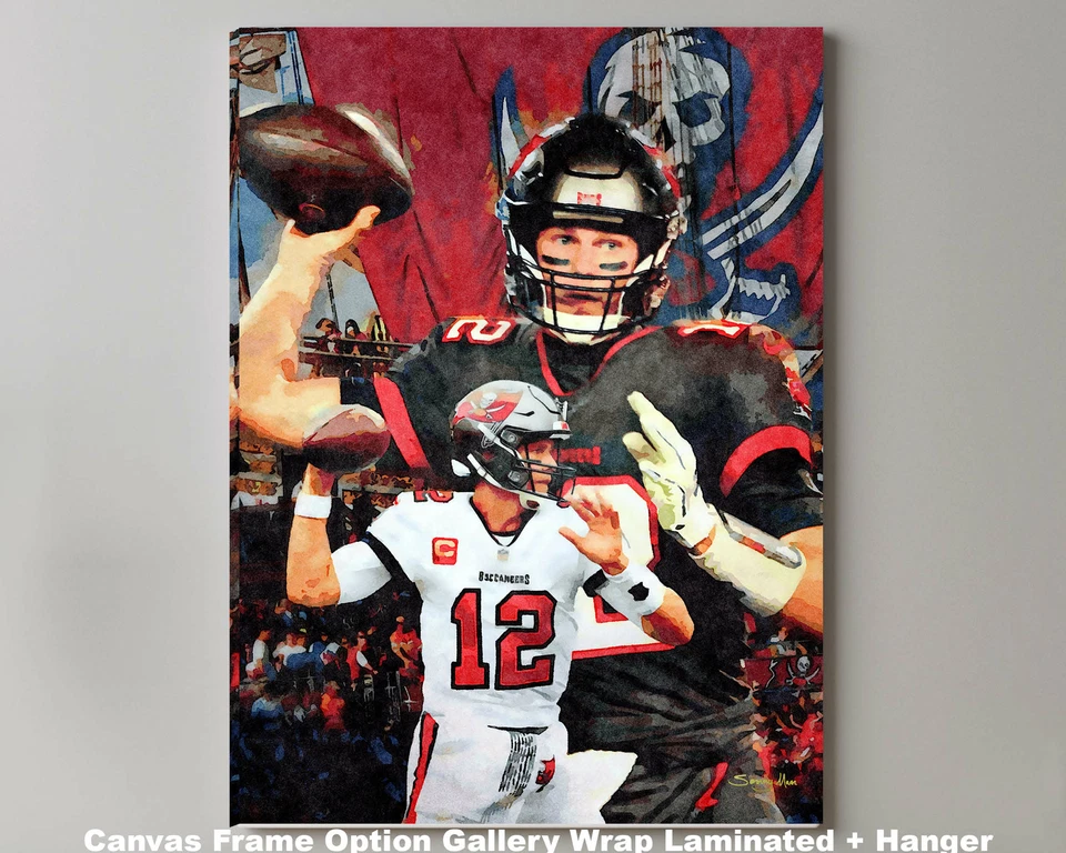 Tom Brady Tampa Bay Buccaneers NFL Fútbol Bucs Mariscal de campo Impresión artística 2WC2 Foto 4 de 4