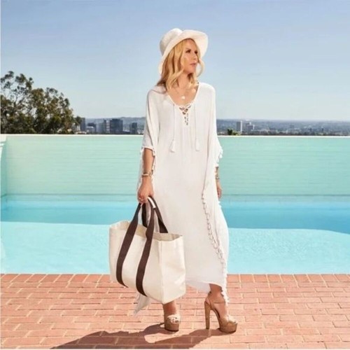 Le Bar Marche x Rachel Zoe Curateur La Plage Canvas Beach Tote NWT - Picture 6 of 6