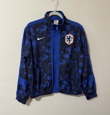 Nike Soccer Windbreaker Jacket Netherlands Woman  s Small Blue Zip Up