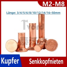 Nieten Senkniete DIN661 Vollnieten Kupfer Senkkopf Senkkopfnieten &Oslash;2mm Bis 8mm